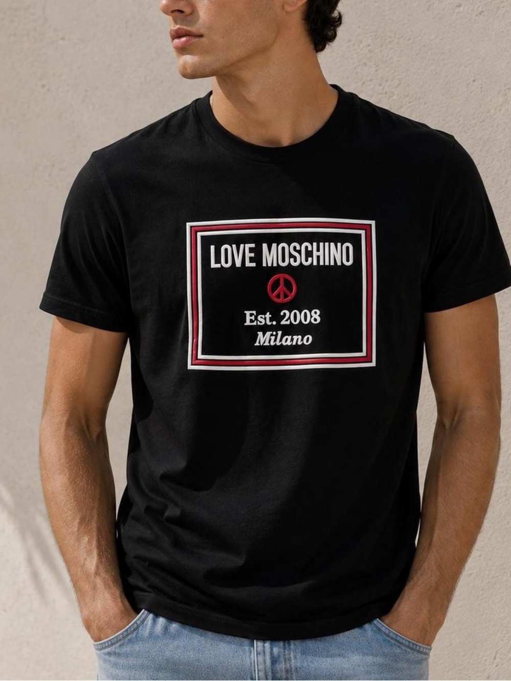 Love Moschino Est. 2008 Milano Peace Logo Graphic T-Shirt XL